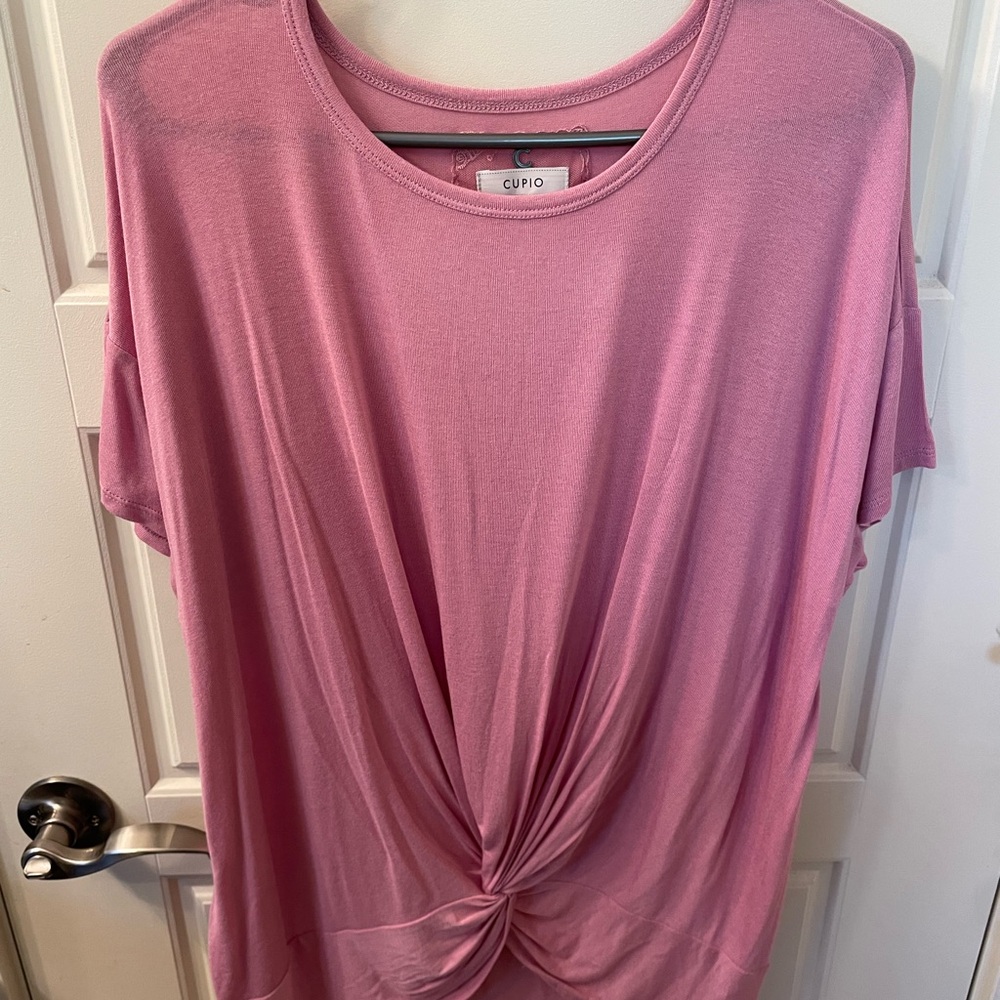 Cupio Women's Short Sleeve Pink Knot Top